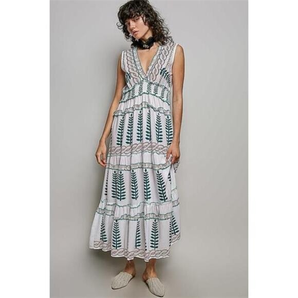 POL Floral Printed Sleeveless Tiered Dress with Smocked Waistband - Picture 3 of 6